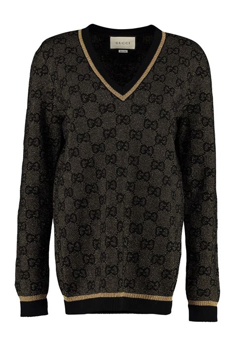 black gucci sweater womens|Gucci sweater black and red.